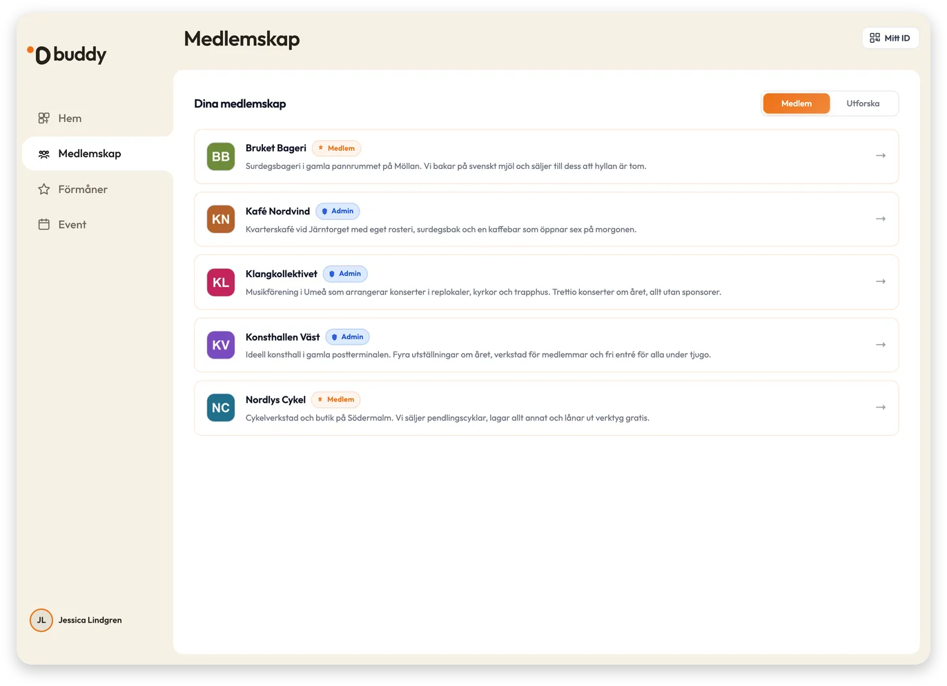 All your memberships in one place